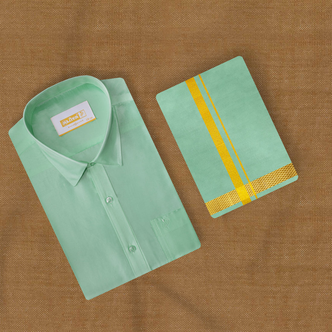 Hasana Silk Shirt and Dhoti Set -  Pista Green