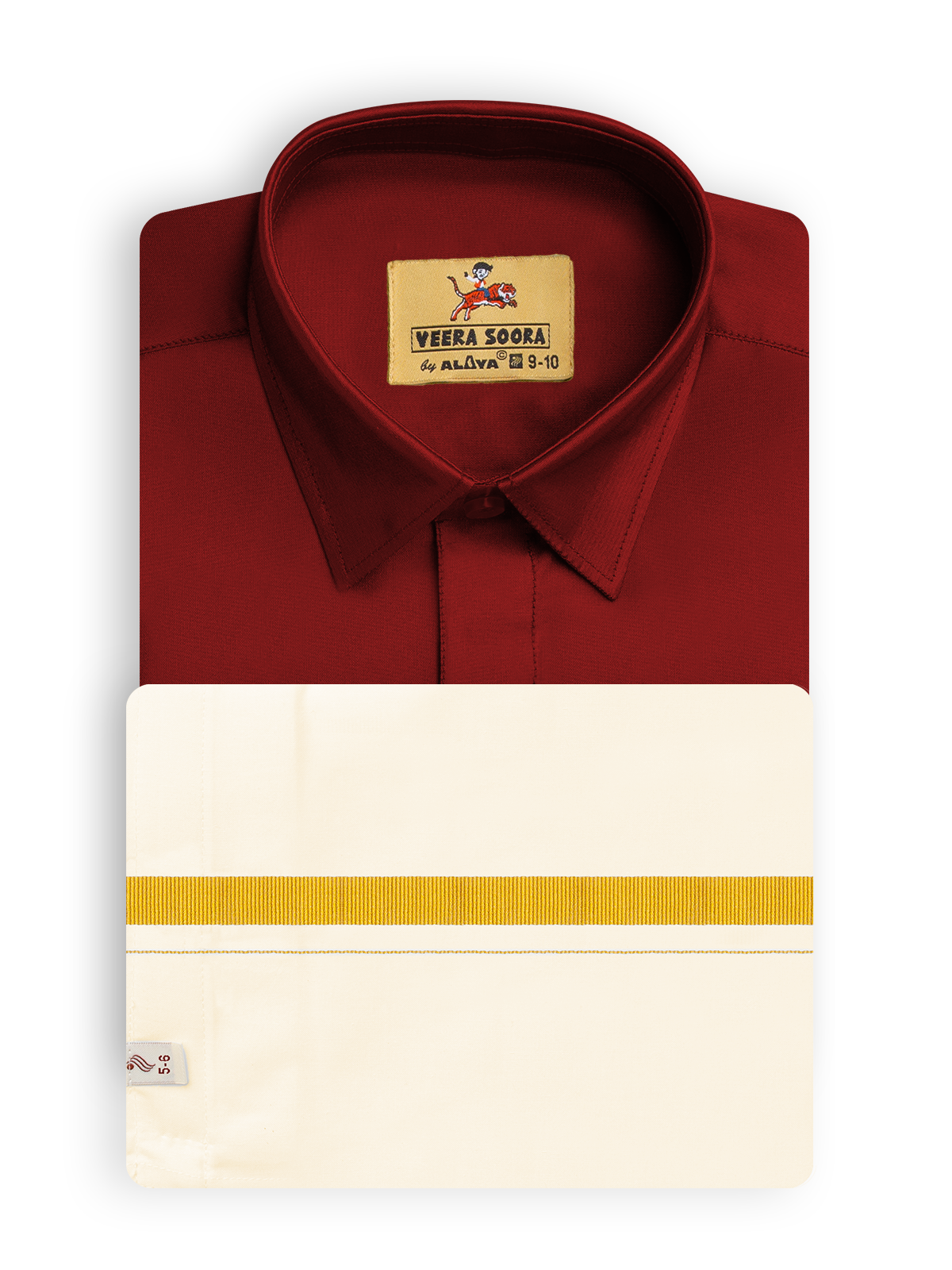 Veera Soora Kids Readymade Dhoti & Shirt Set - Maroon