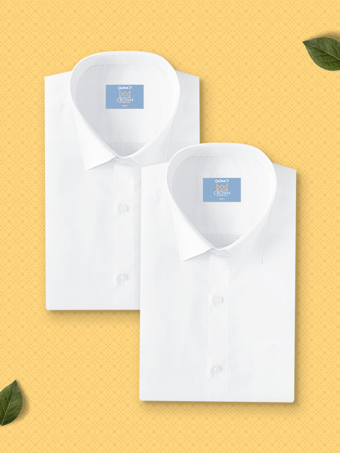 Crown Cotton White Shirt Regular Fit - Duo Twin Pack