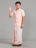 Kids Kondattam Readymade Dhoti & Shirt Set - Copper