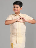 Alaya Cotton Kids Kondattam Readymade Dhoti & Shirt Set - Gold