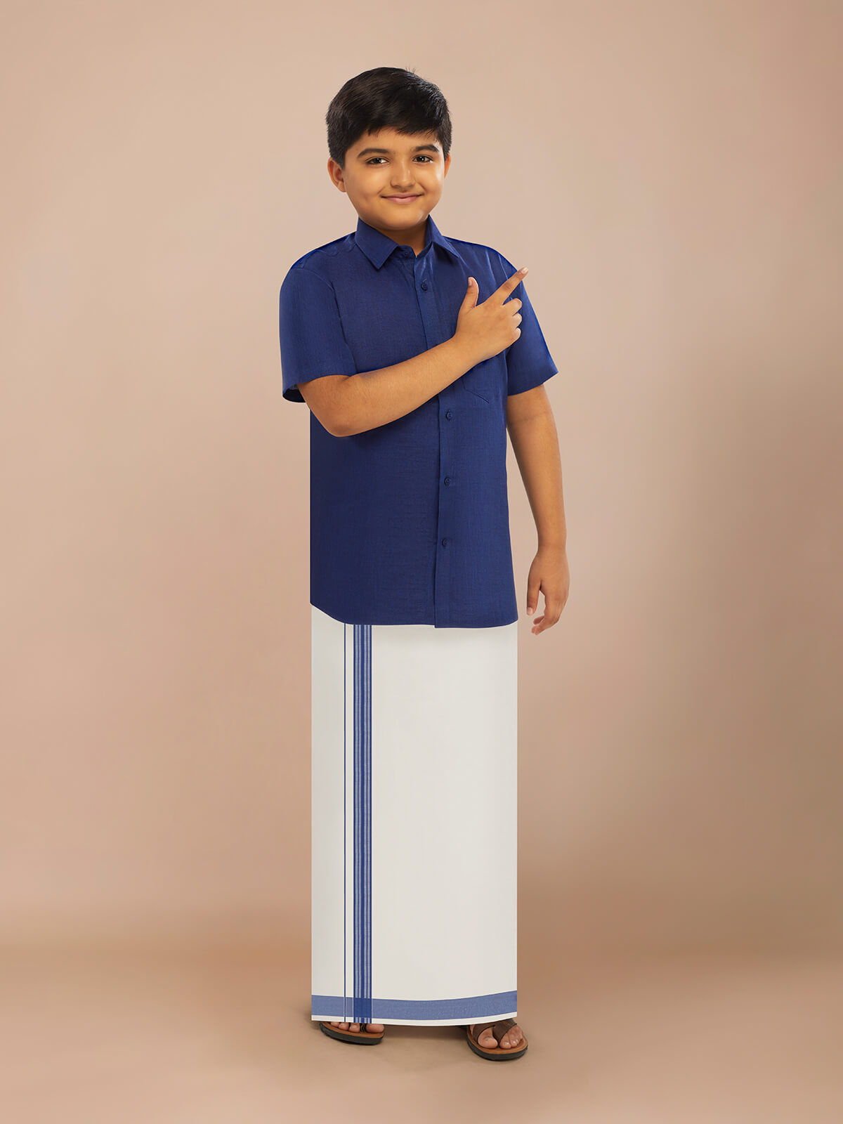 Alaya Cotton Kids Readymade Fancy Dhoti & Shirt Set