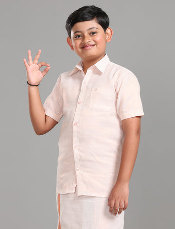 Shop Kids Copper Dhoti and Shirt Set Online