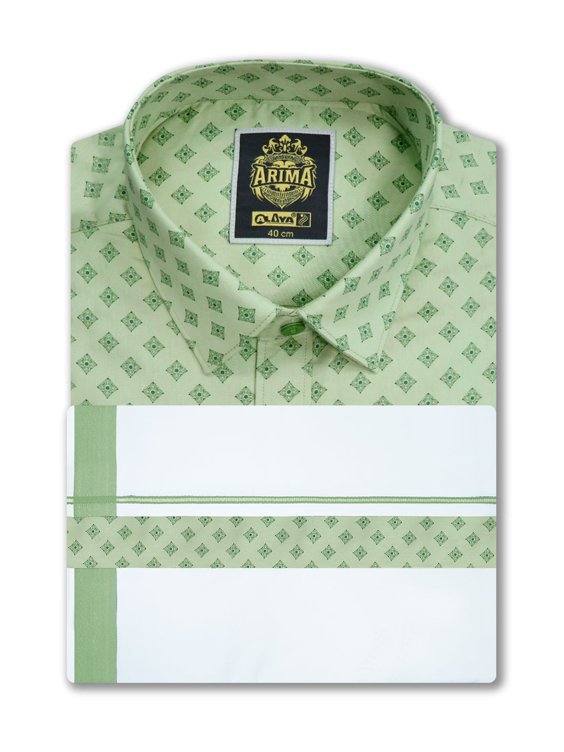 Arima Printed Color Shirt & Dhoti Combo - Pixie Green