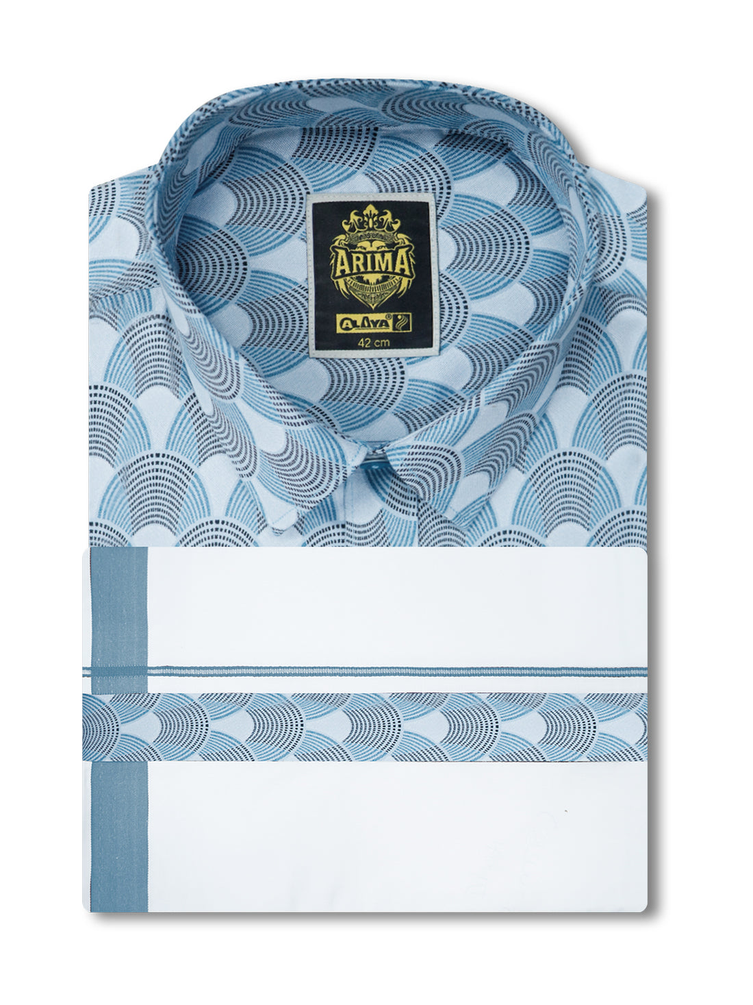 Arima Printed Color Shirt & Dhoti Combo - Blue Opal