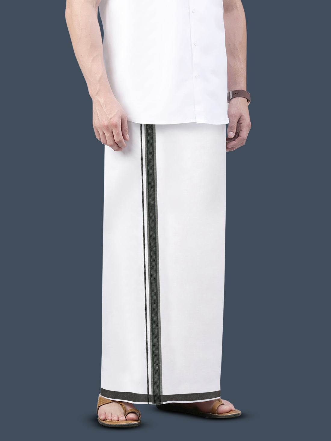 Carnival White Shirt & Black Border Dhoti Combo - Single