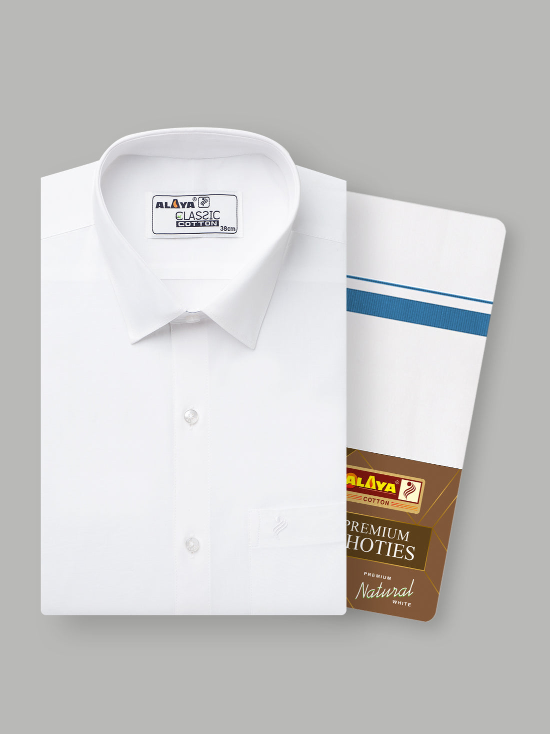 Dharmalaya White Shirt & Big Border Dhoti 3.80 Mtr