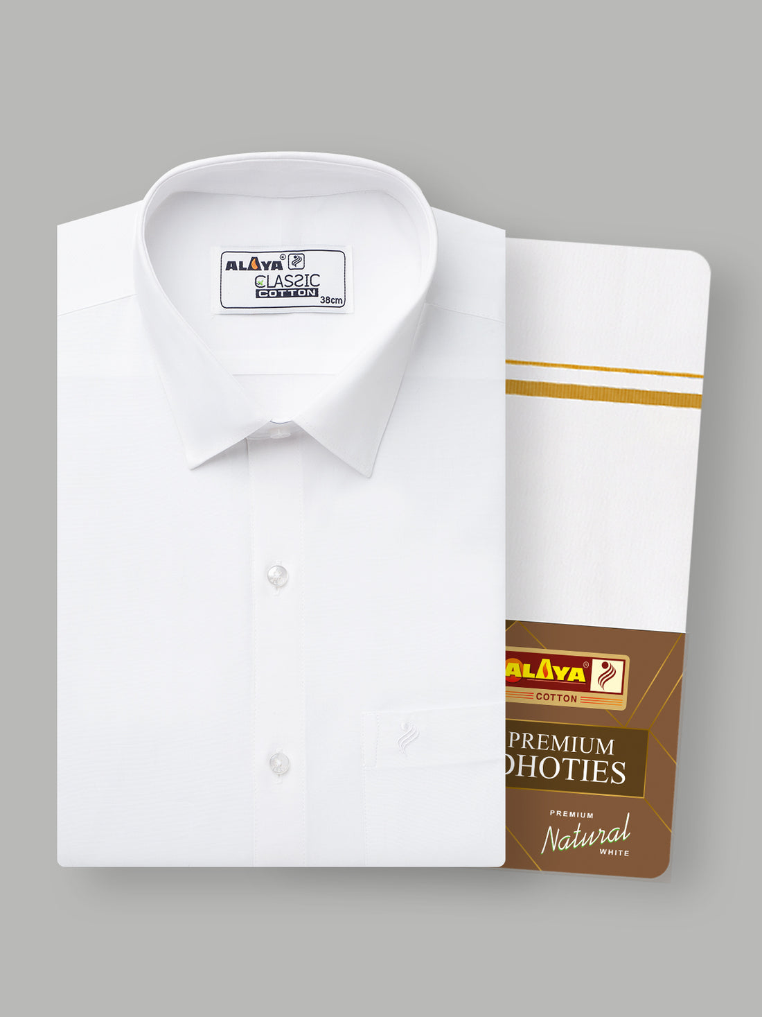  White Shirt & Small Border Dhoti 3.80 Mtr