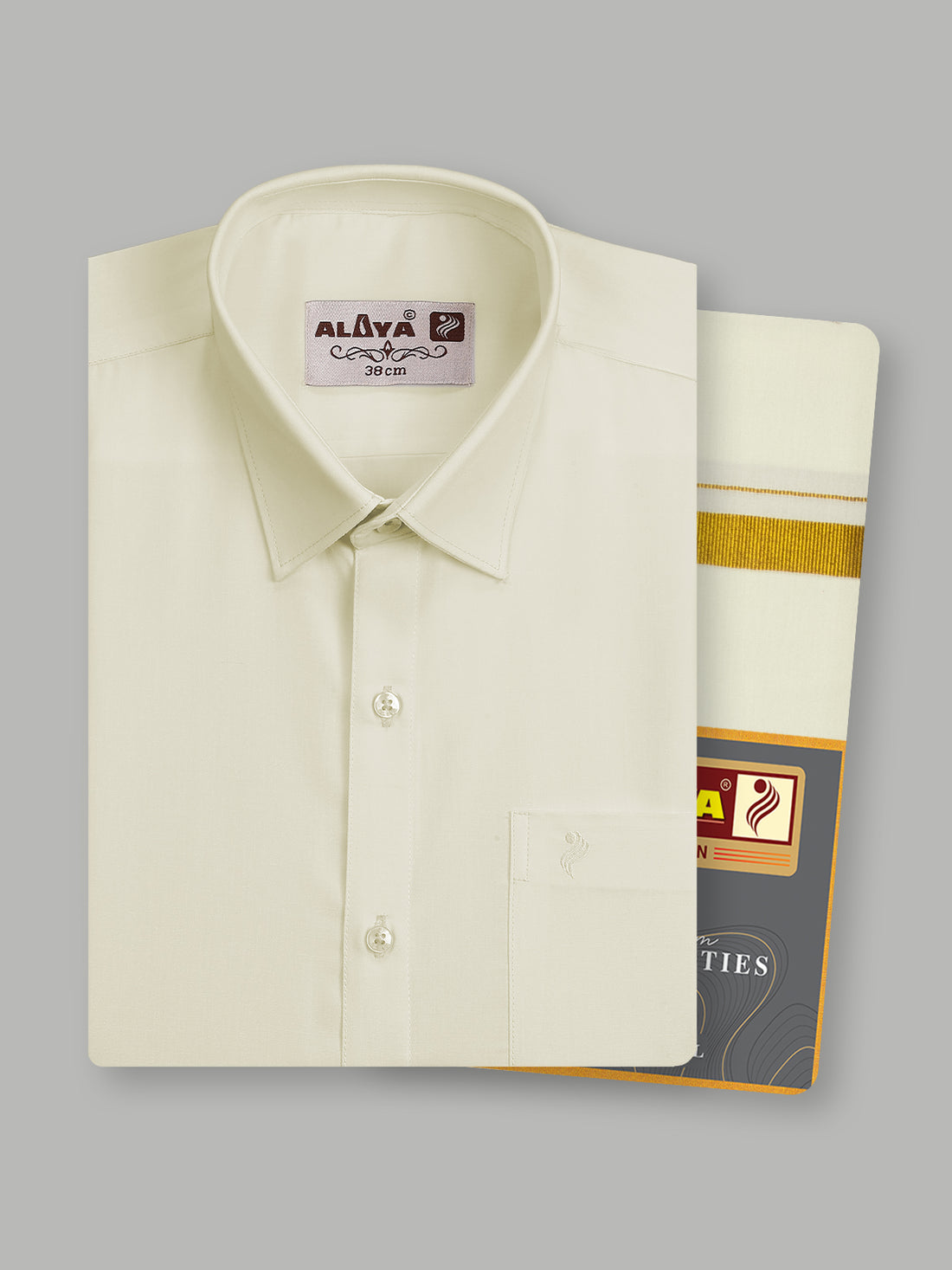Rajalaya Cream Shirt & Gold Jari Border Dhoti 2.0 Mtr