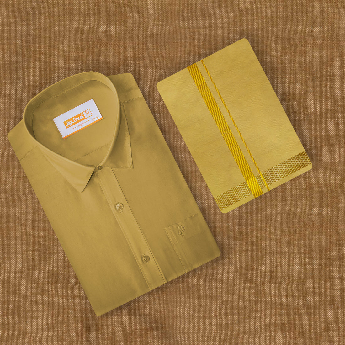 Hasana Silk Shirt and Dhoti Set -  Oilve Green