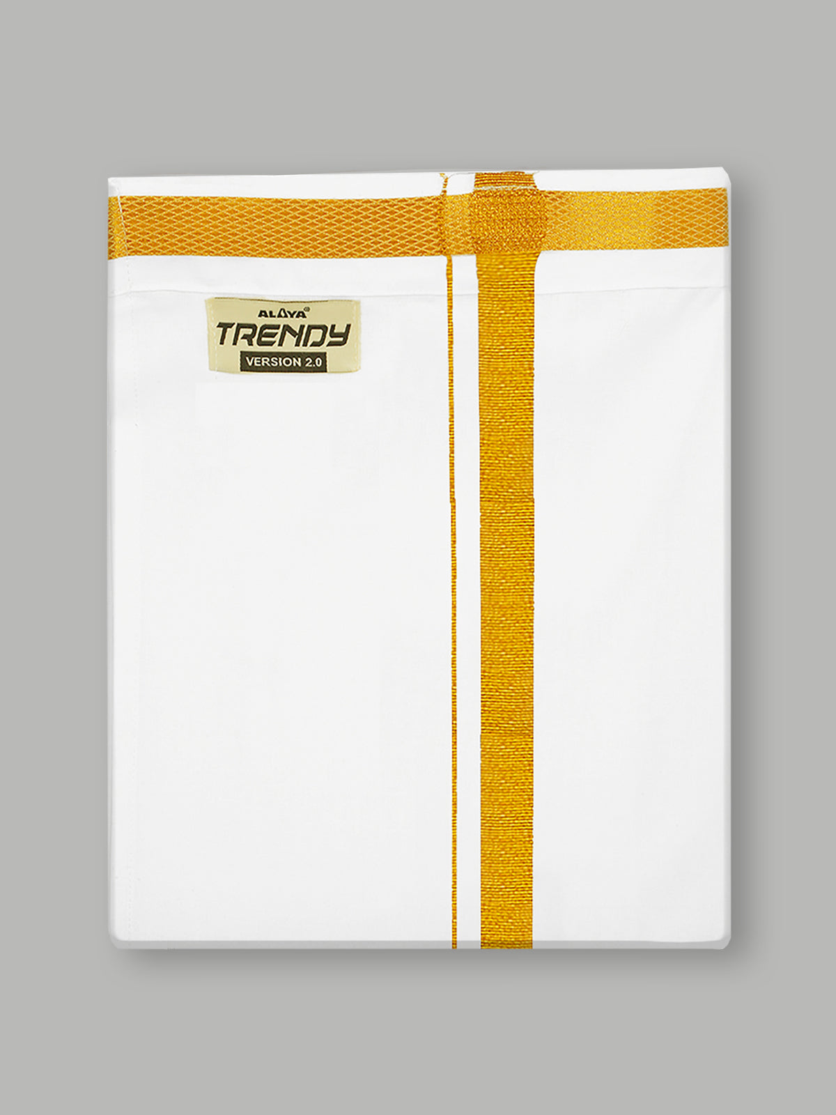 Culture Trendy  Peral White Shirt & Gold Jari Velcro Dhoti 2.0 Mtr ( Pocket Dhoti )