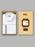 AlayacOtton_ White Shirt & Big Border Dhoti 3.80 Mtr
