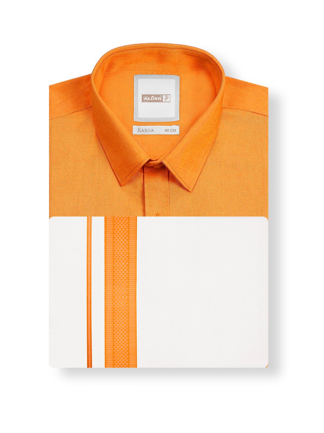 Karna Colour Shirt & Fancy Border Dhoti - Orange