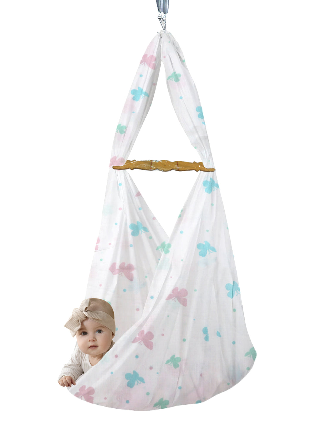 Baby Cradle cloth Soft Cotton White Print - 4