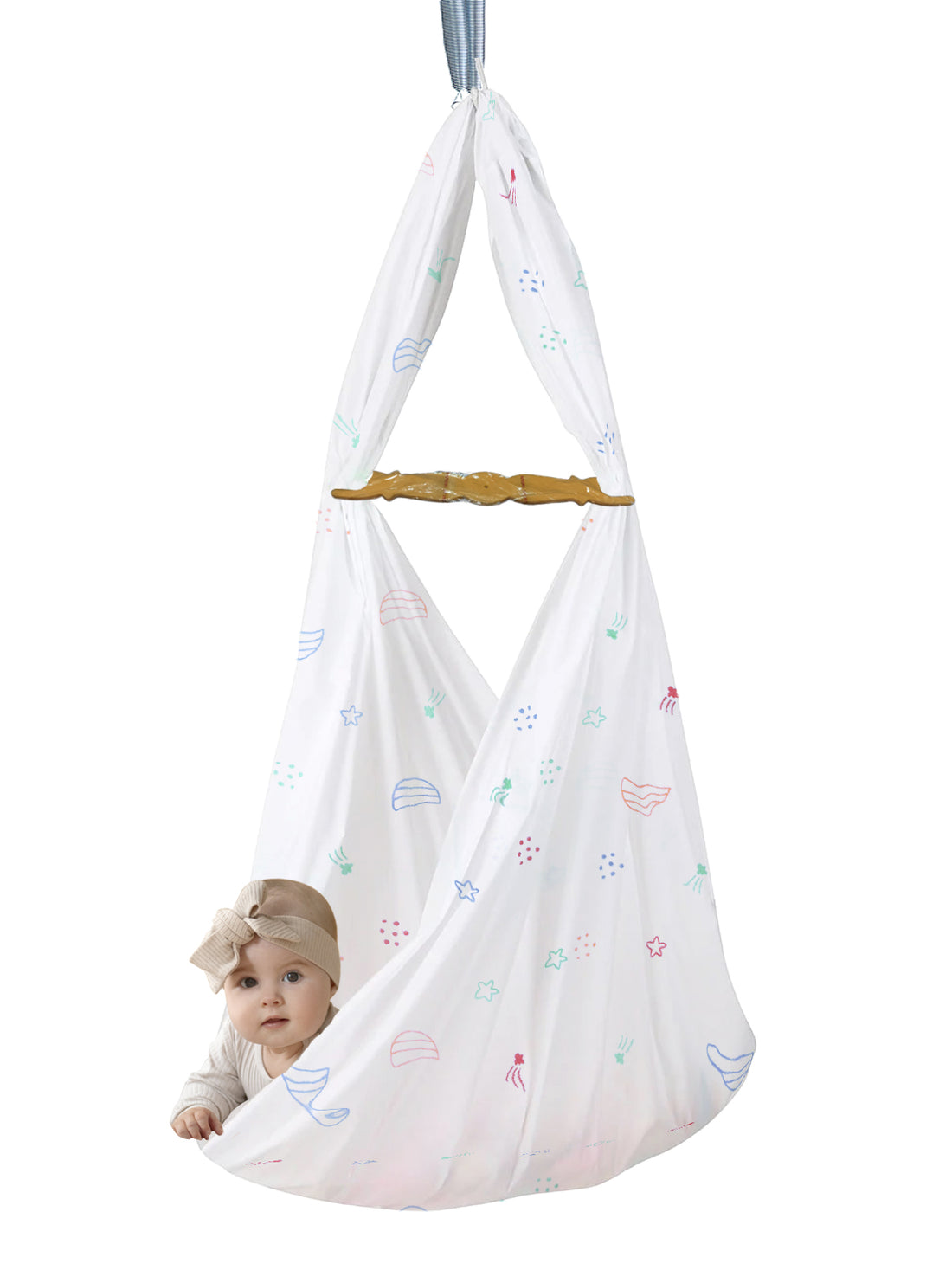Baby Cradle cloth Soft Cotton White Print - 2