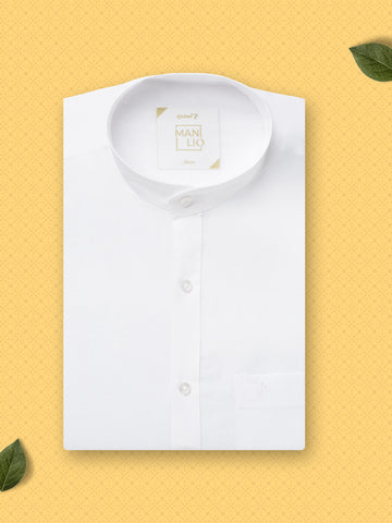 Manlio Chinese Collar Linen Cotton Shirt - Slim Fit