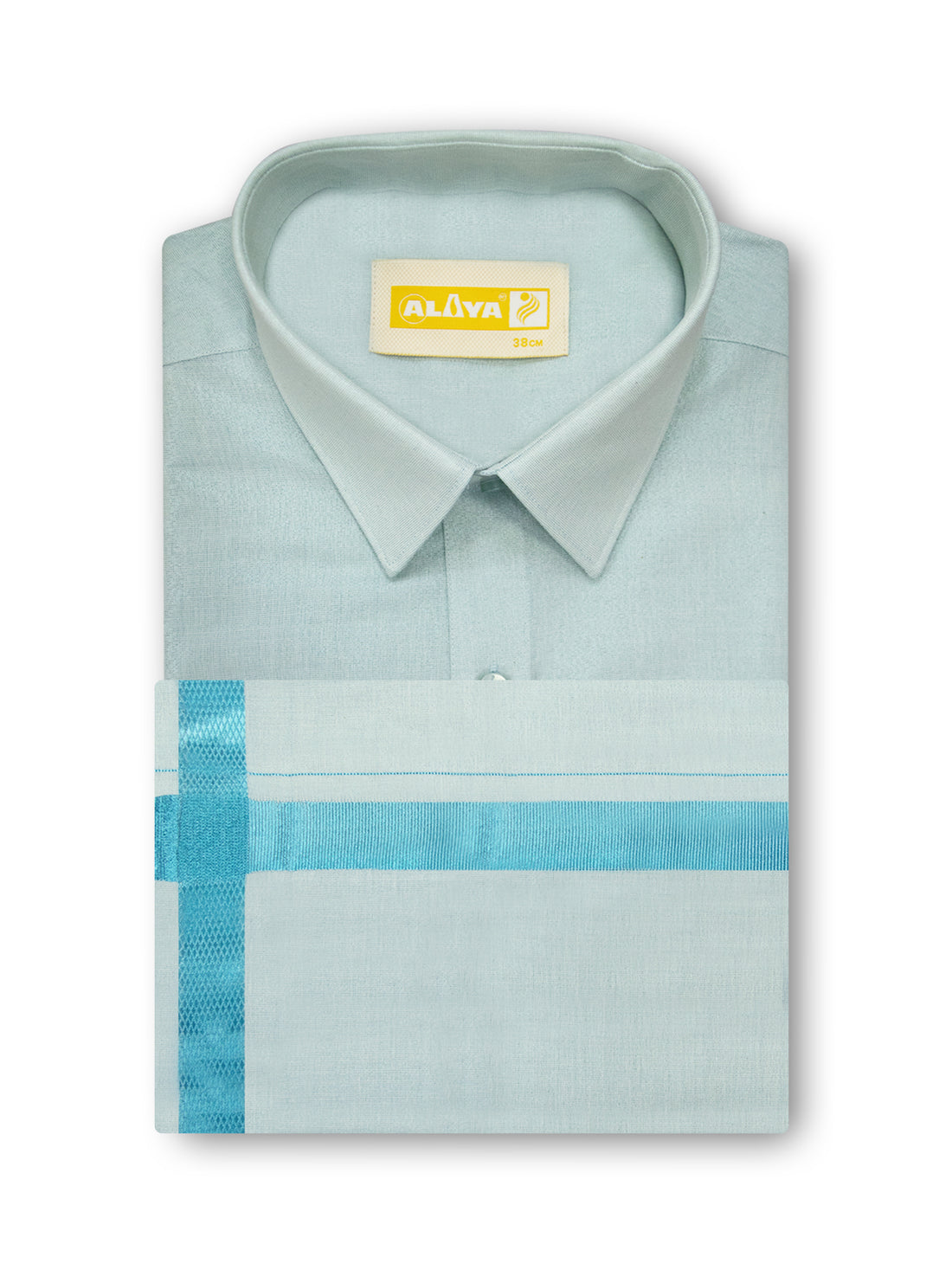 Kondattam Grand Tissue Shirt & Dhoti Combo - Blue Hosta