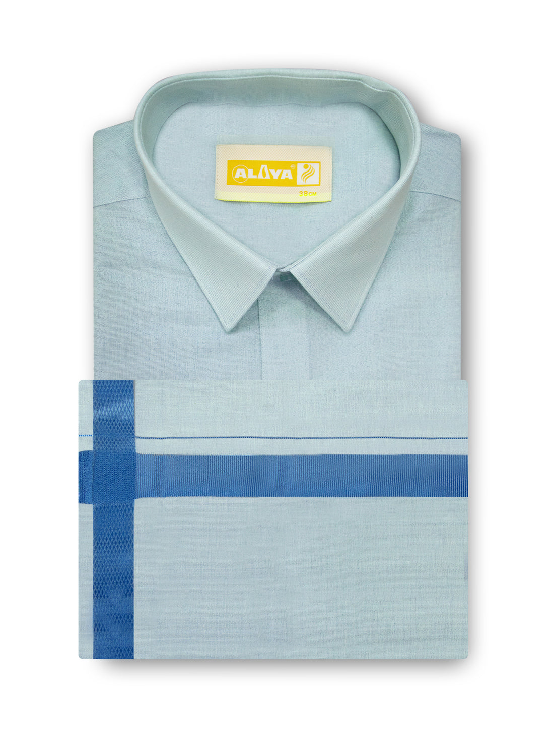 Kondattam Grand Tissue Shirt & Dhoti Combo - Flat Blue