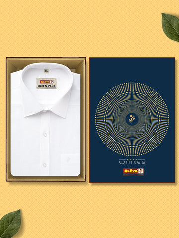 Linen Plus Solid White Slim Fit Shirt For Men