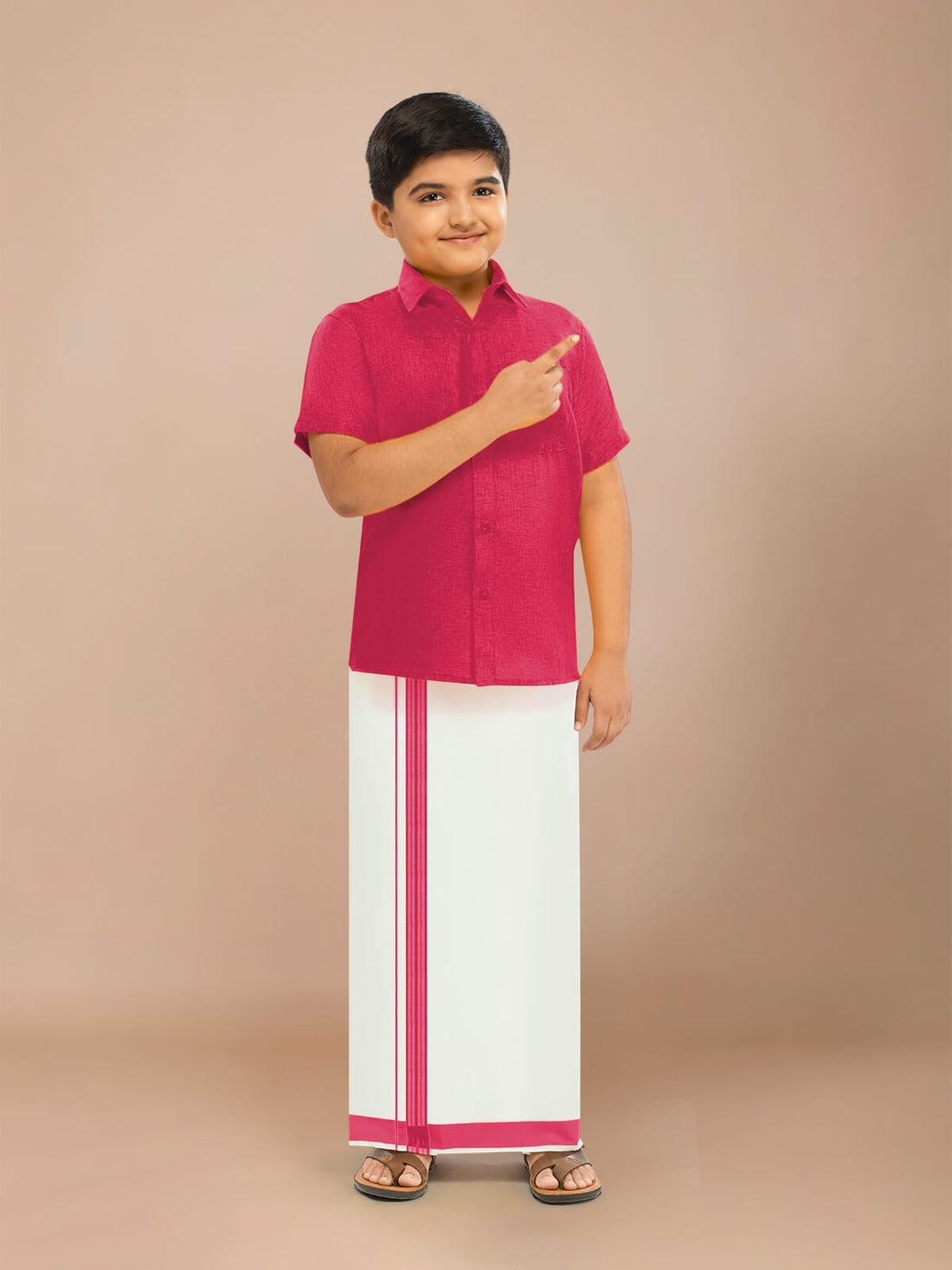 Alaya Cotton Kids Readymade Fancy Dhoti & Shirt Set