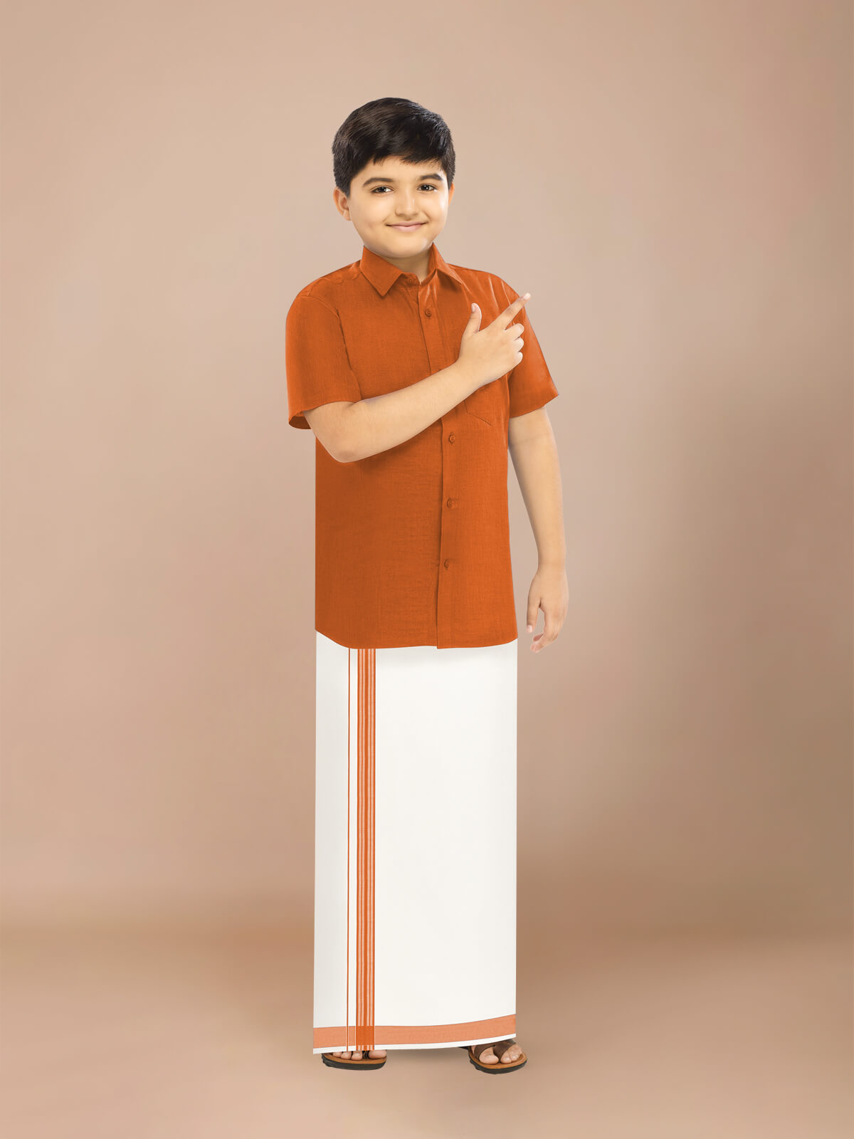 Alaya Cotton Kids Readymade Fancy Dhoti & Shirt Set