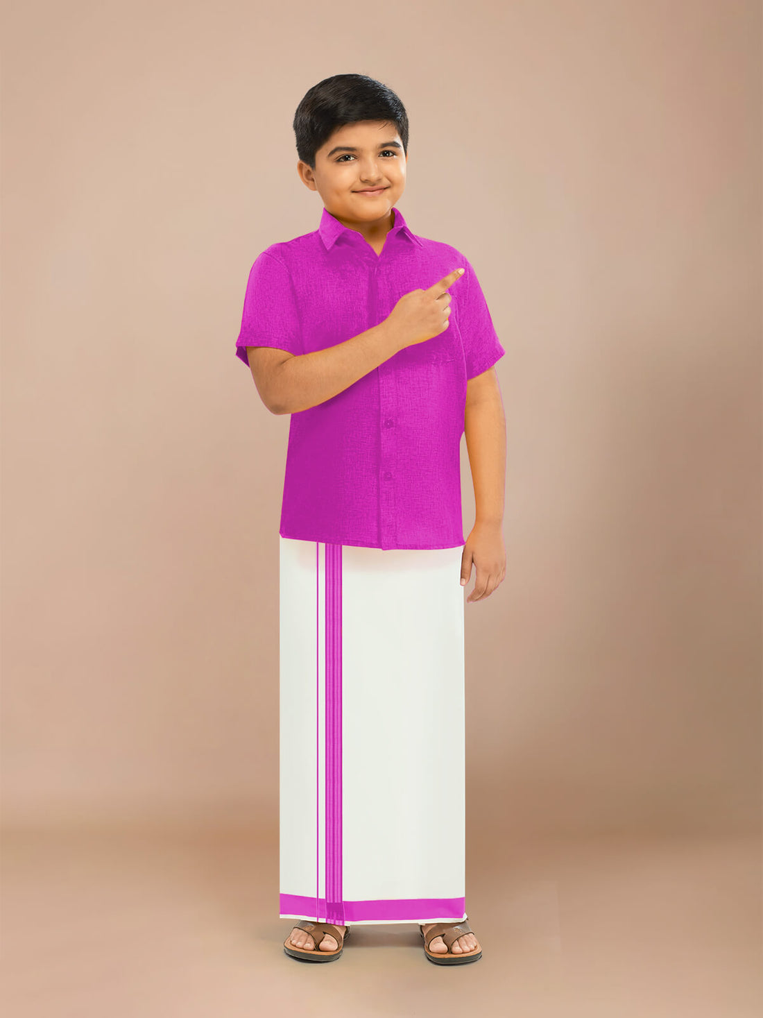 Alaya Cotton Kids Readymade Fancy Dhoti & Shirt Set