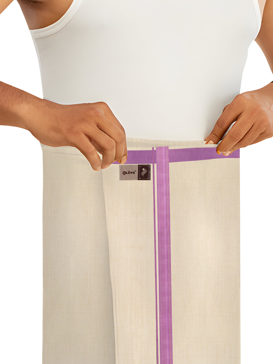 Royal Festival Fancy ( version 2.0 )  Tissue Velcro Dhoti - Lavender Border