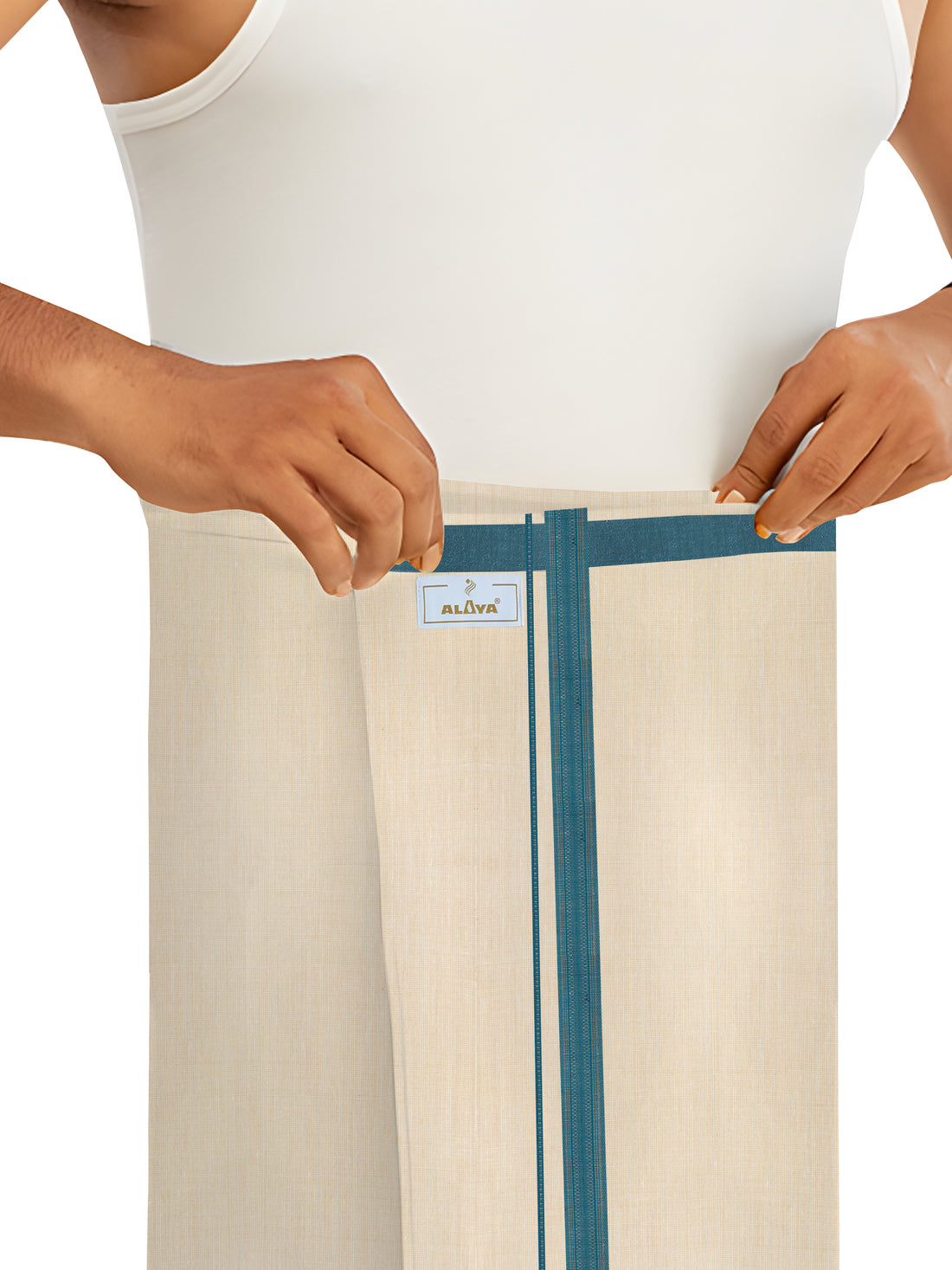 Royal Festival Fancy ( version 2.0 )  Tissue Velcro Dhoti - Teal Green