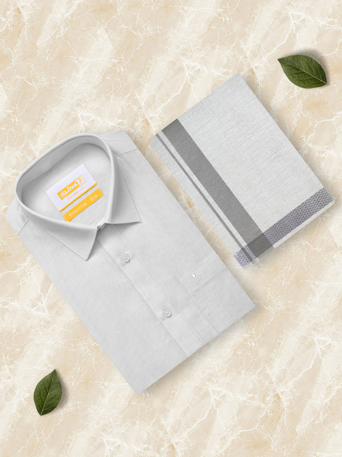 Kondattam Tissue Shirt & Dhoti Set- Silver