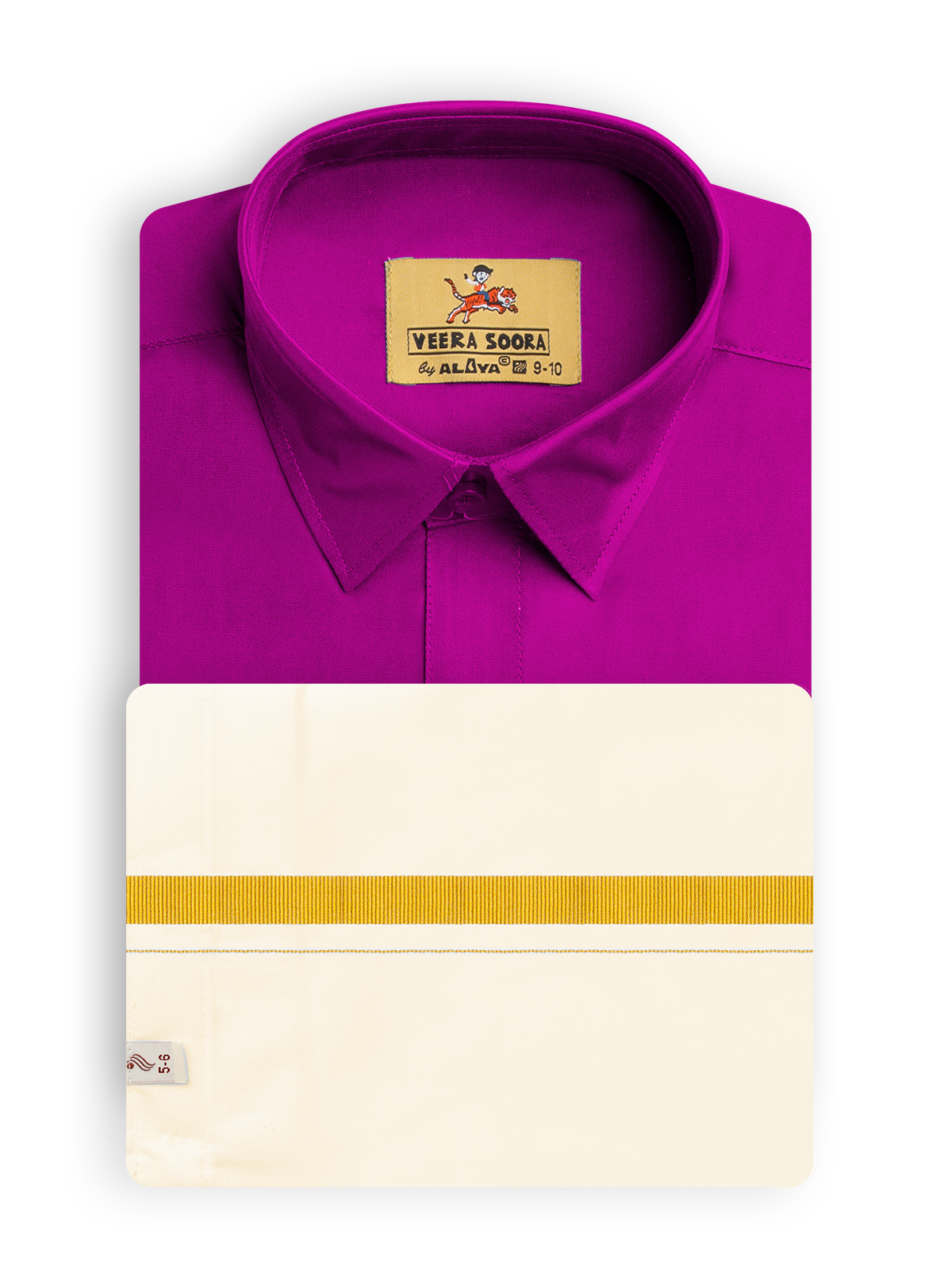 Veera Soora Kids Readymade Dhoti & Shirt Set - Dark Pink
