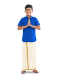 Veera Soora Kids Readymade Dhoti & Shirt Set - Malibu Blue