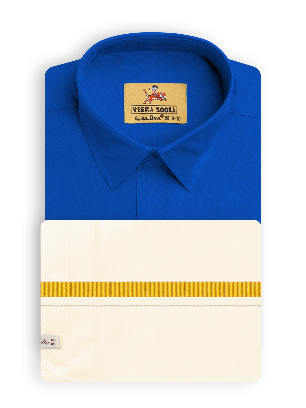 Veera Soora Kids Readymade Dhoti & Shirt Set - Malibu Blue