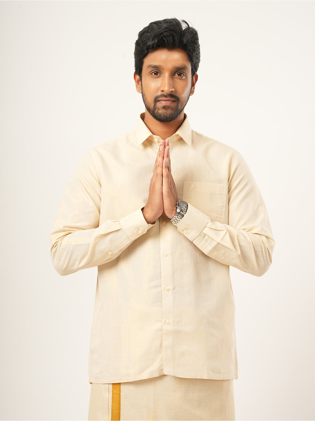 Father and Son Combo Dhoti Shirt - Gold