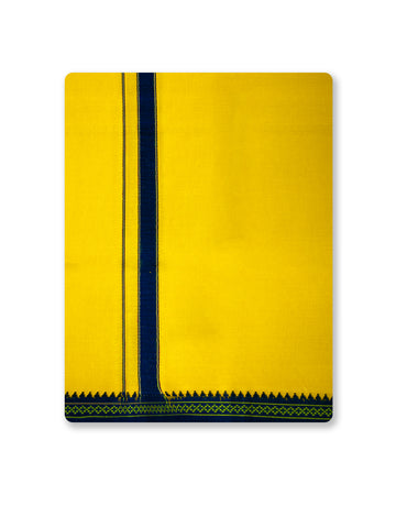 Konar Pet Yellow Colour Cotton 2.0 Meter Dhoti For Men