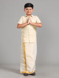 Alaya Cotton Kids Kondattam Readymade Dhoti & Shirt Set - Gold