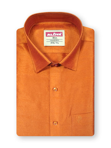 Silky Way Shirt & Jari Dhoti Set - Orange