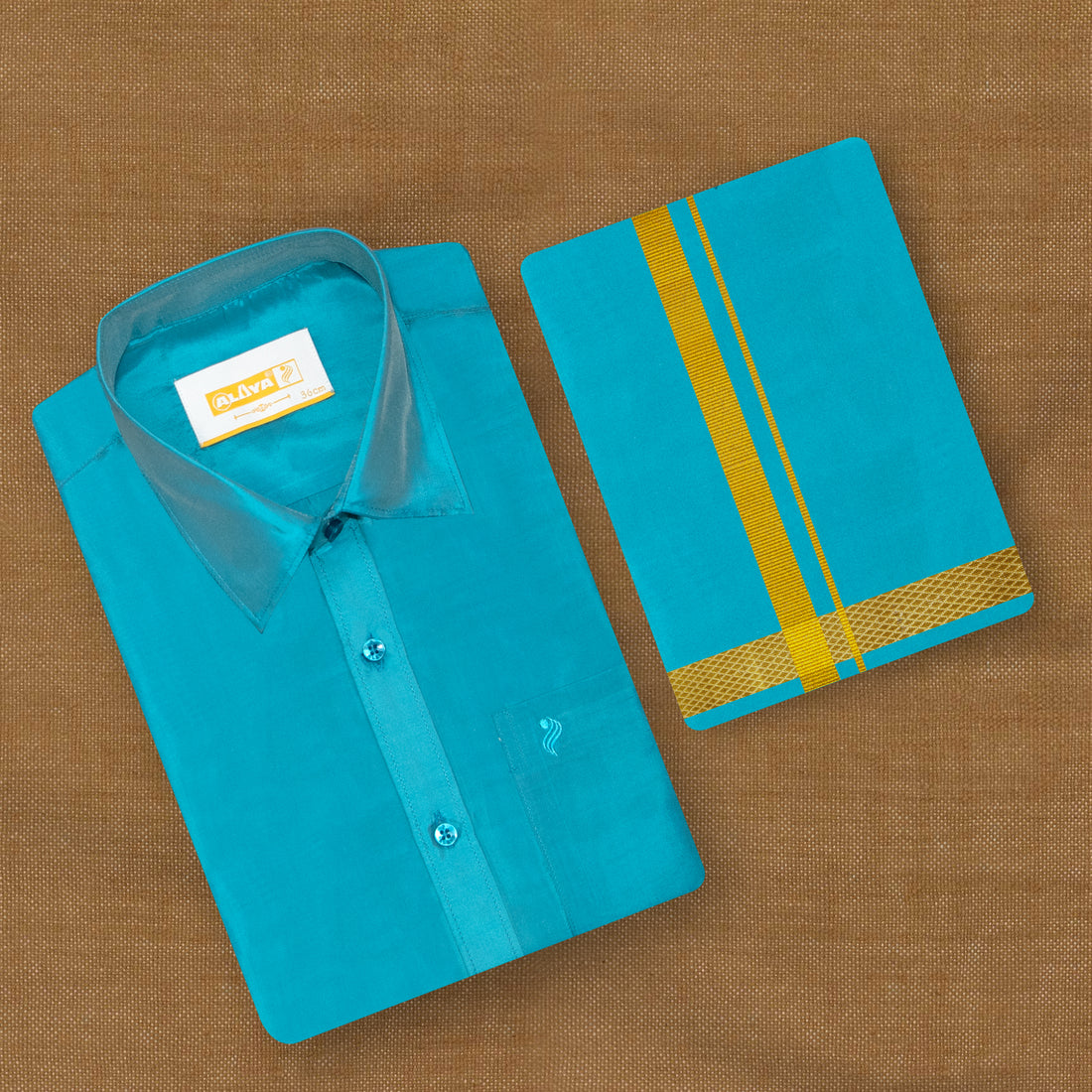Hasana Silk Shirt and Dhoti Set - Blue