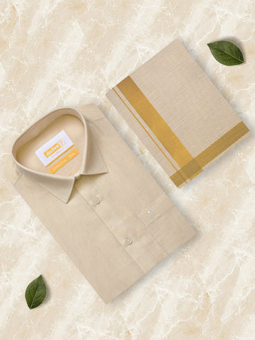 Kondattam Tissue Shirt & Dhoti Set- Gold