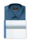 Premium Shirts & Fancy Dhoti  - Steel Blue