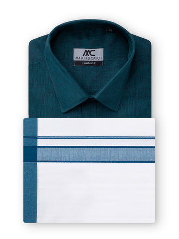 Match & Catch Colour Shirts & Fancy Border Dhoti  - Shaded Spruce