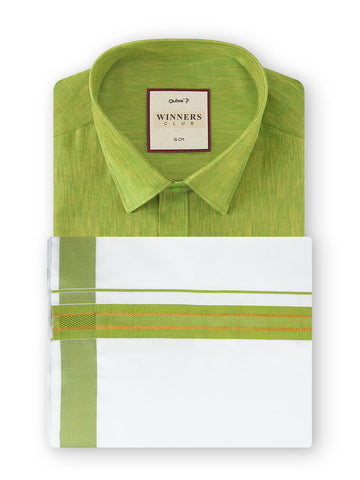 Winner Club Colour Shirts & Fancy Border Dhoti - Green