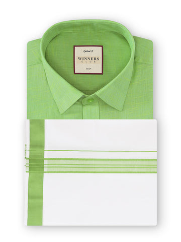 Winner Club Colour Shirts & Fancy Border Dhoti - Greenery