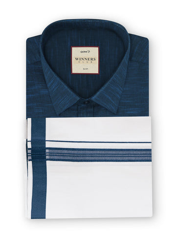 Winner Club Colour Shirts & Fancy Border Dhoti - Navy