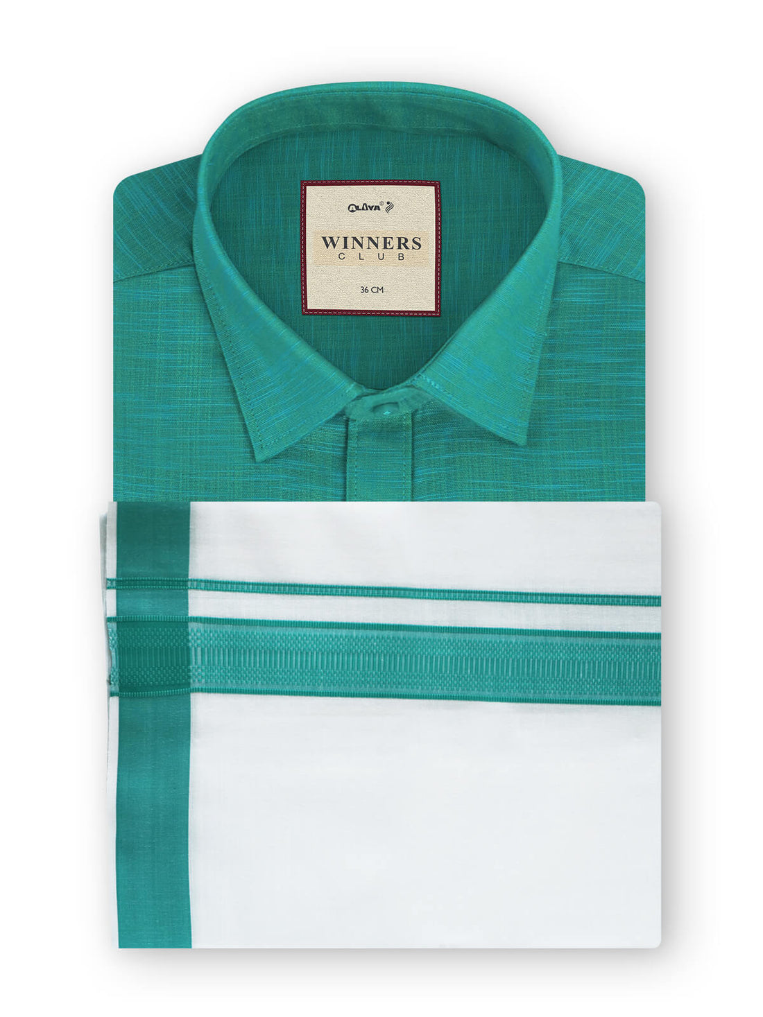  Colour Shirts & Fancy Border Double Dhoti - Paris Green