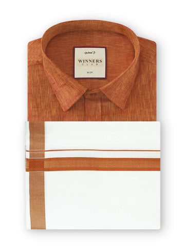 Winner Club Colour Shirts & Fancy Border Dhoti - Rusty Red