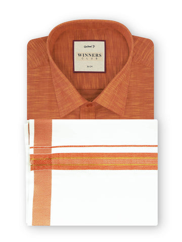 Winner Club Colour Shirts & Fancy Border Dhoti - Tangarine
