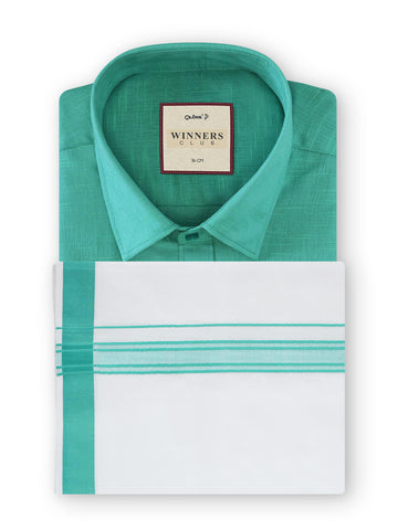 Winner Club Colour Shirts & Fancy Border Dhoti - Turquoise