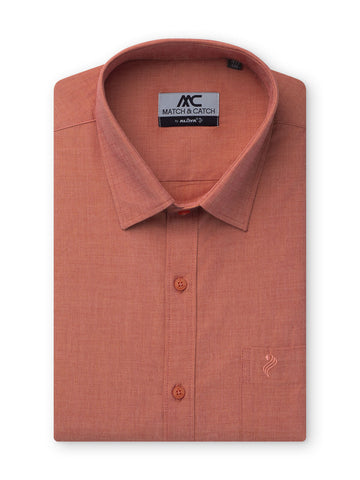 FilaFil Cotton Colour Shirt - Slim Fit - Salmon Red