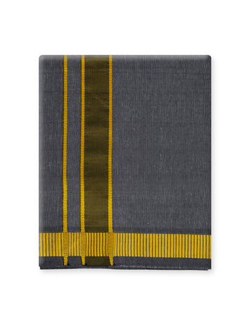 Colour Fancy Grey Dhoti With Yellow Border - Hero King