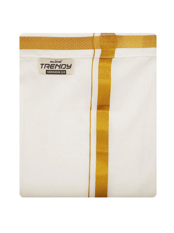 Trendy Version 2.0 Men's Readymade Dhoti All Size For Men - Cream 30K Jari Border